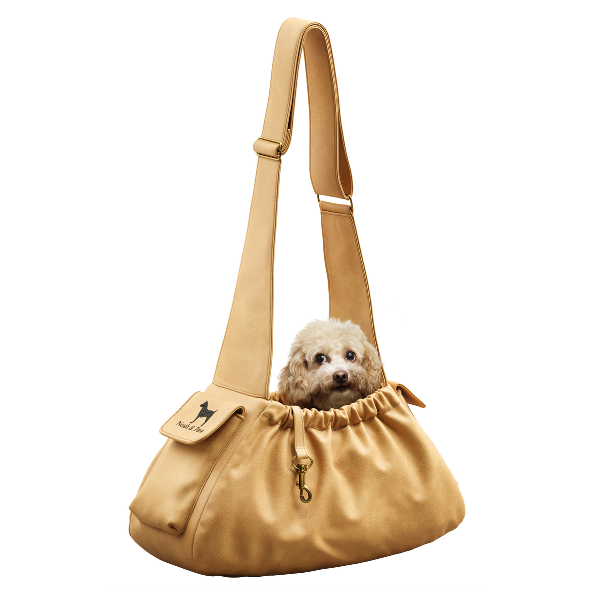 Ruffle dog carrier in faux leather, Noah & Paw