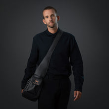 Noah & Paw ruffle style dog sling carrier in vegan leather, black