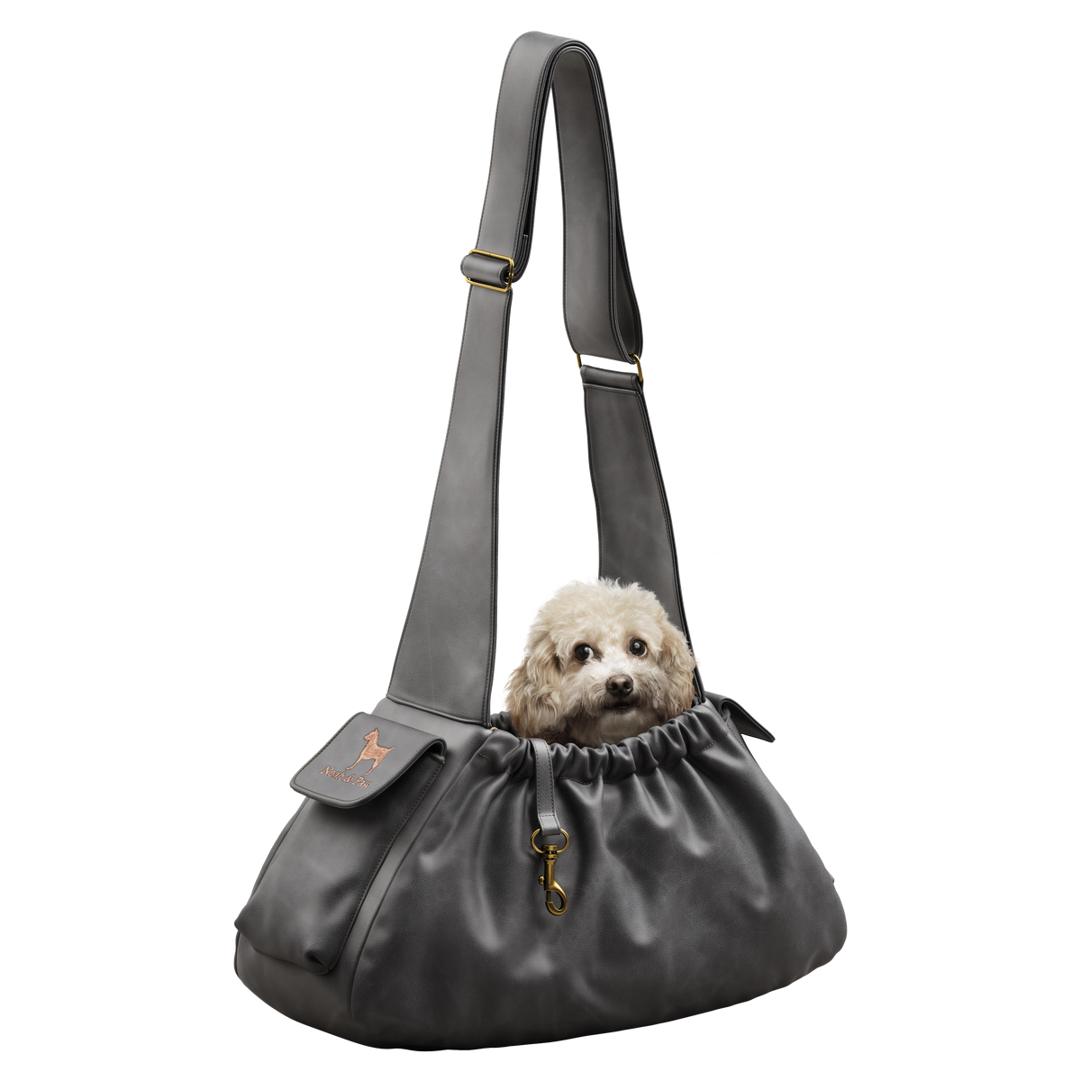 Ruffle dog carrier in faux leather, Noah & Paw