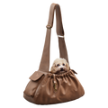 Noah & Paw ruffle style dog sling carrier in vegan leather, brown