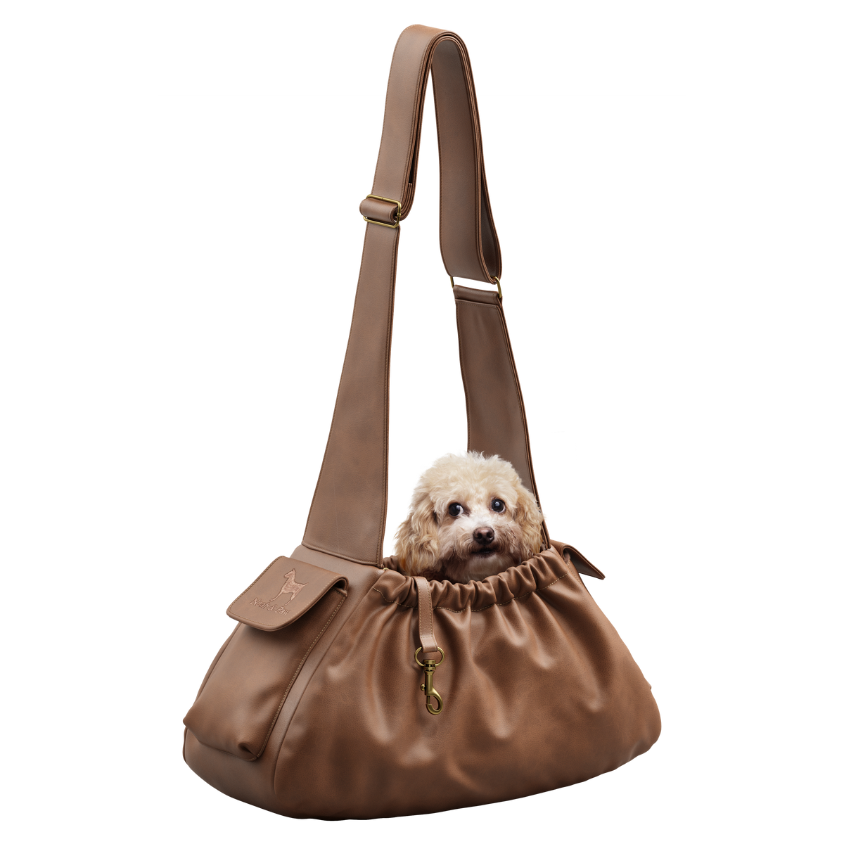 Ruffle dog carrier in faux leather, Noah & Paw
