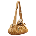 Noah & Paw ruffle style dog sling carrier in vegan leather, camel