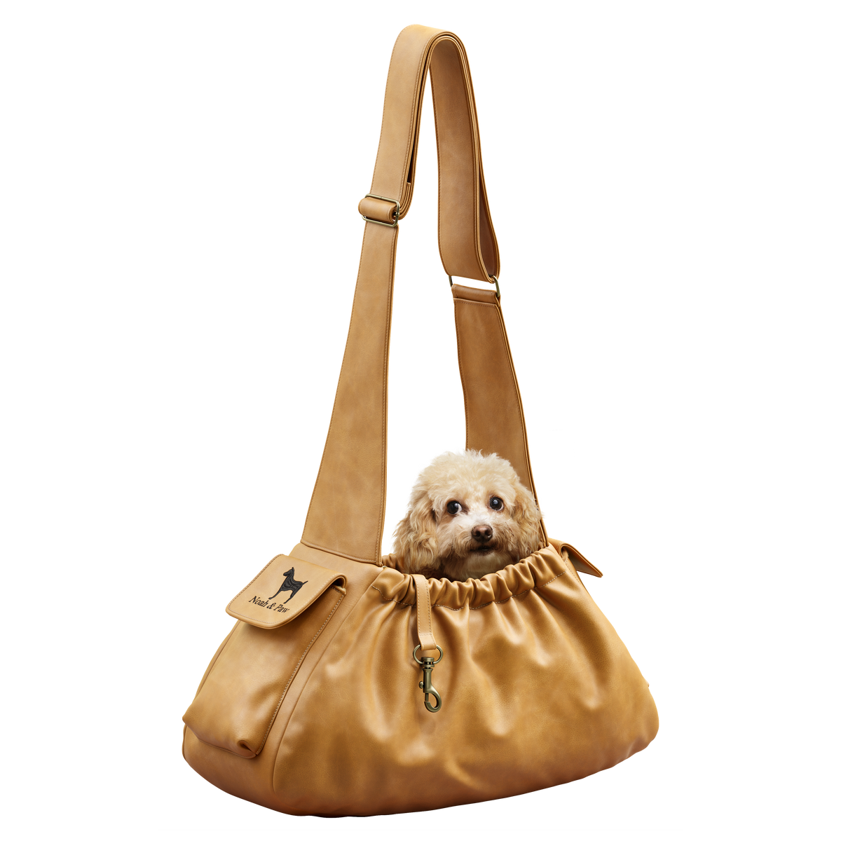 Ruffle dog carrier in faux leather, Noah & Paw