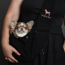 Noah & Paw snap style dog sling carrier in denim, black, size S/M