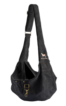 Noah & Paw snap style dog sling carrier in denim, black, size S/M, fabric lined