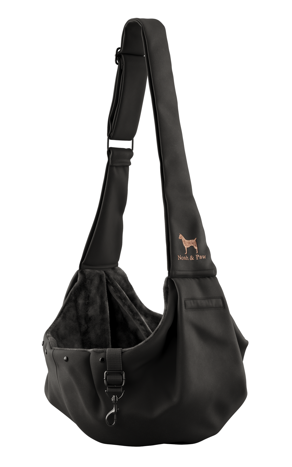Noah & Paw snap style dog sling carrier in twill, black, size S/M