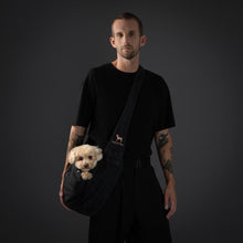 Noah & Paw snap style dog sling carrier in twill, black, size S/M