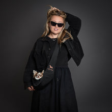 Noah & Paw snap style dog sling carrier in twill, black, size XS