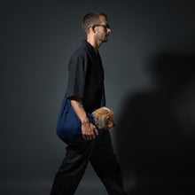 Noah & Paw snap style dog sling carrier in denim, dark blue, size S/M