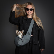 Noah & Paw snap style dog sling carrier in twill, gray, size S/M
