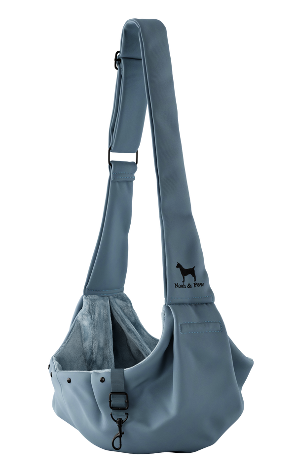 Twill Fabric Dog Carrier Sling with Snap Closure, Gray
