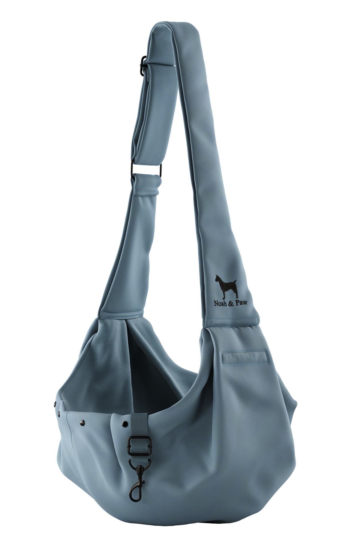 Noah & Paw snap style dog sling carrier in twill, gray, size S/M, fabric lined