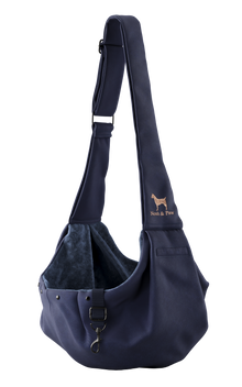 Noah & Paw snap style dog sling carrier in twill, navy blue, size S/M