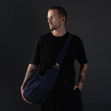 Noah & Paw snap style dog sling carrier in twill, navy blue, size S/M