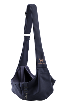 Noah & Paw snap style dog sling carrier in twill, navy blue, size XS, fabric lined