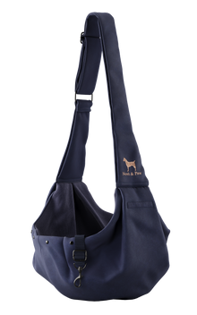Noah & Paw snap style dog sling carrier in twill, navy blue, size S/M, fabric lined
