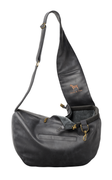 Noah & Paw 3x safety zipper dog sling carrier in vegan leather, black, size S/M