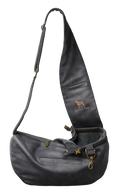 Noah & Paw 3x safety zipper dog sling carrier in vegan leather, black, size XS