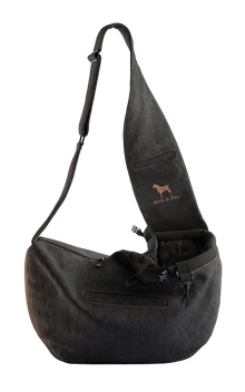 Noah & Paw 3x safety zipper dog sling carrier in denim, black, size S/M