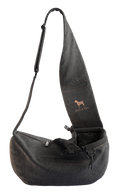 Noah & Paw 3x safety zipper dog sling carrier in denim, black, size XS