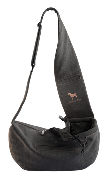 Noah & Paw 3x safety zipper dog sling carrier in denim, black, size XS