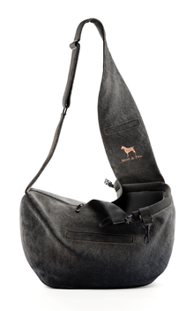 Noah & Paw 3x safety zipper dog sling carrier in denim, black, size S/M, fabric lined