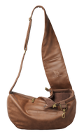 Noah & Paw 3x safety zipper dog sling carrier in vegan leather, brown, size XS