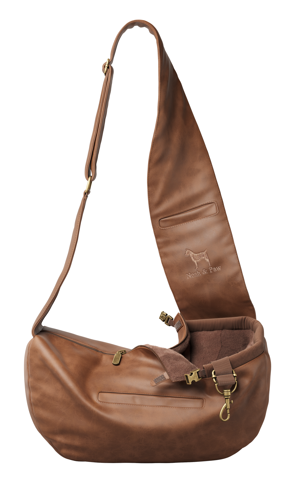 Vegan Leather Dog Sling Carrier | Secure Travel Bag