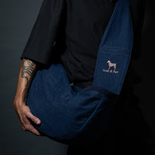 Noah & Paw 3x safety zipper dog sling carrier in denim, dark blue, size S/M