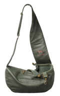 Noah & Paw 3x safety zipper dog sling carrier in vegan leather, dark green, size XS