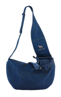 Noah & Paw 3x safety zipper dog sling carrier in denim, light blue, size S/M