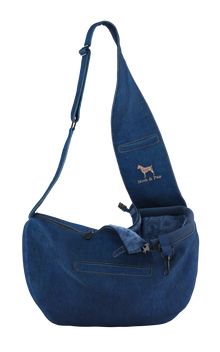 Noah & Paw 3x safety zipper dog sling carrier in denim, light blue, size S/M