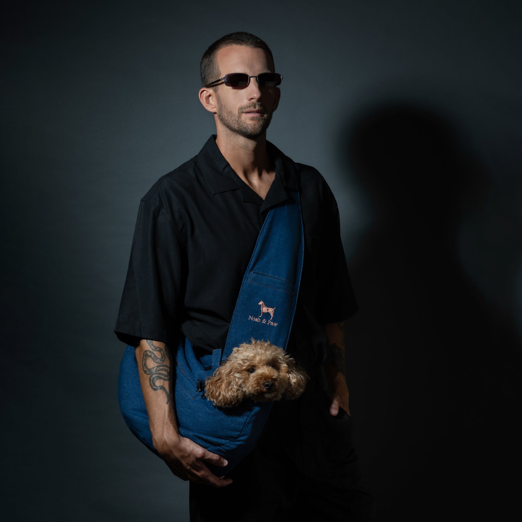 Denim Dog Sling Carrier With Safety Layers | Noah and Paw