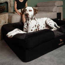 Noah & Paw orthopedic sofa dog bed in denim with memory foam and cooling gel, black, size XL (45 x 35 x 11 in)