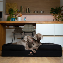 Noah & Paw orthopedic sofa dog bed in denim with memory foam and cooling gel, black, size XXL (55 x 45 x 11 in)
