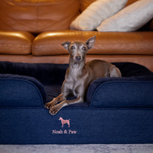Noah & Paw orthopedic sofa dog bed in denim with memory foam and cooling gel, dark blue, size L (35 x 25 x 11 in)
