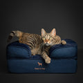 Denim Orthopedic Pet Bed, Memory Foam, Infused with Cooling Gel