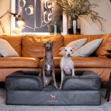 Noah & Paw orthopedic sofa dog bed in faux leather with memory foam and cooling gel, black, size L (35 x 25 x 11 in)