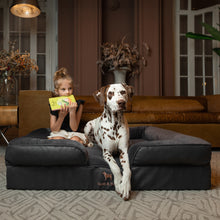 Noah & Paw orthopedic sofa dog bed in faux leather with memory foam and cooling gel, black, size XL (45 x 35 x 11 in)