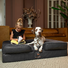 Noah & Paw orthopedic sofa dog bed in faux leather with memory foam and cooling gel, black, size XL (45 x 35 x 11 in)