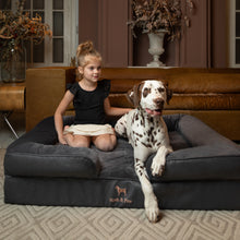 Noah & Paw orthopedic sofa dog bed in faux leather with memory foam and cooling gel, black, size XL (45 x 35 x 11 in)