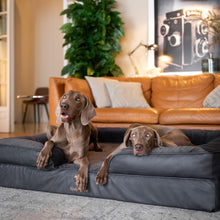 Noah & Paw orthopedic sofa dog bed in faux leather with memory foam and cooling gel, black, size XXL (55 x 45 x 11 in)