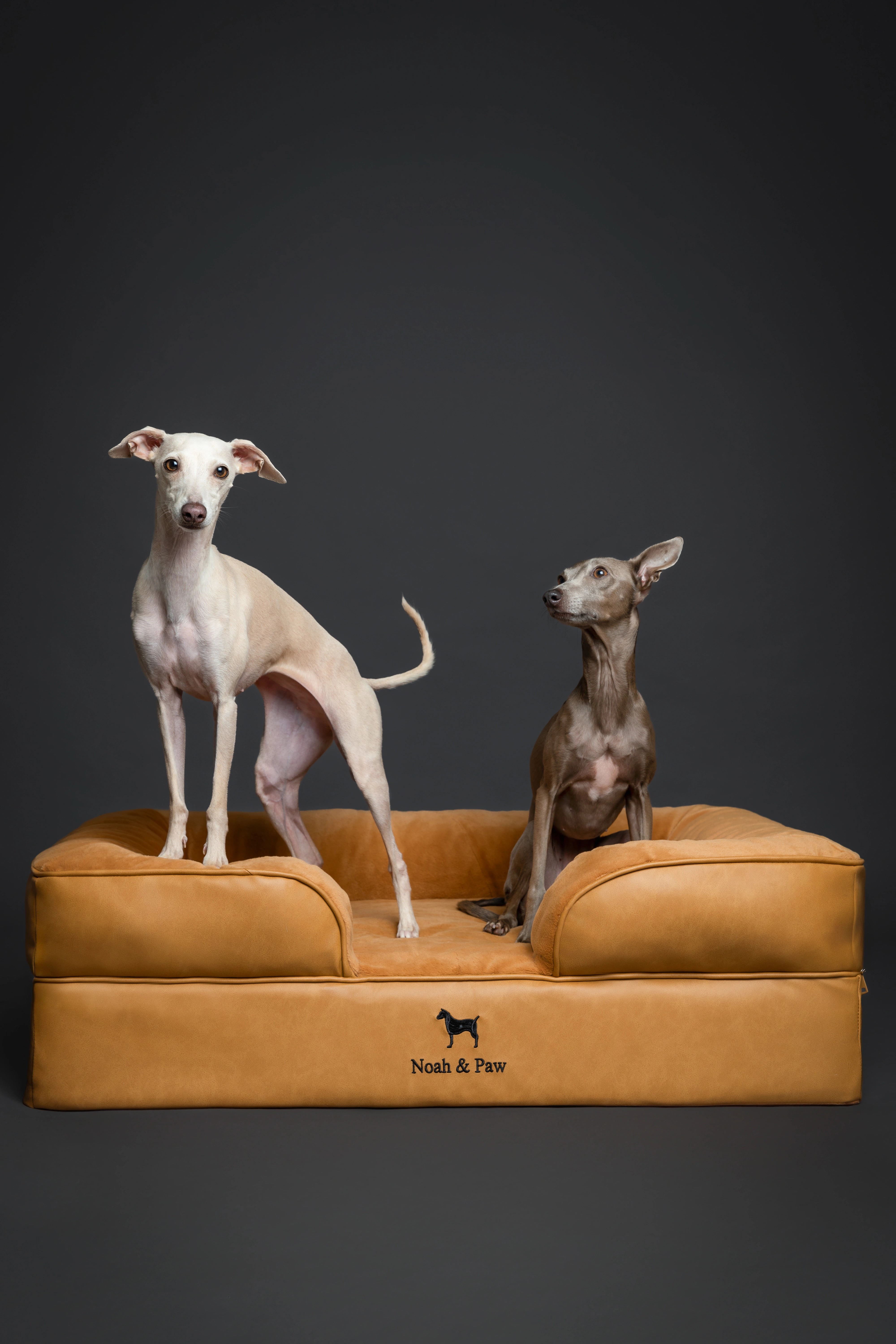 Orthopedic Faux Leather Pet Bed Sofa Style - Camel - L