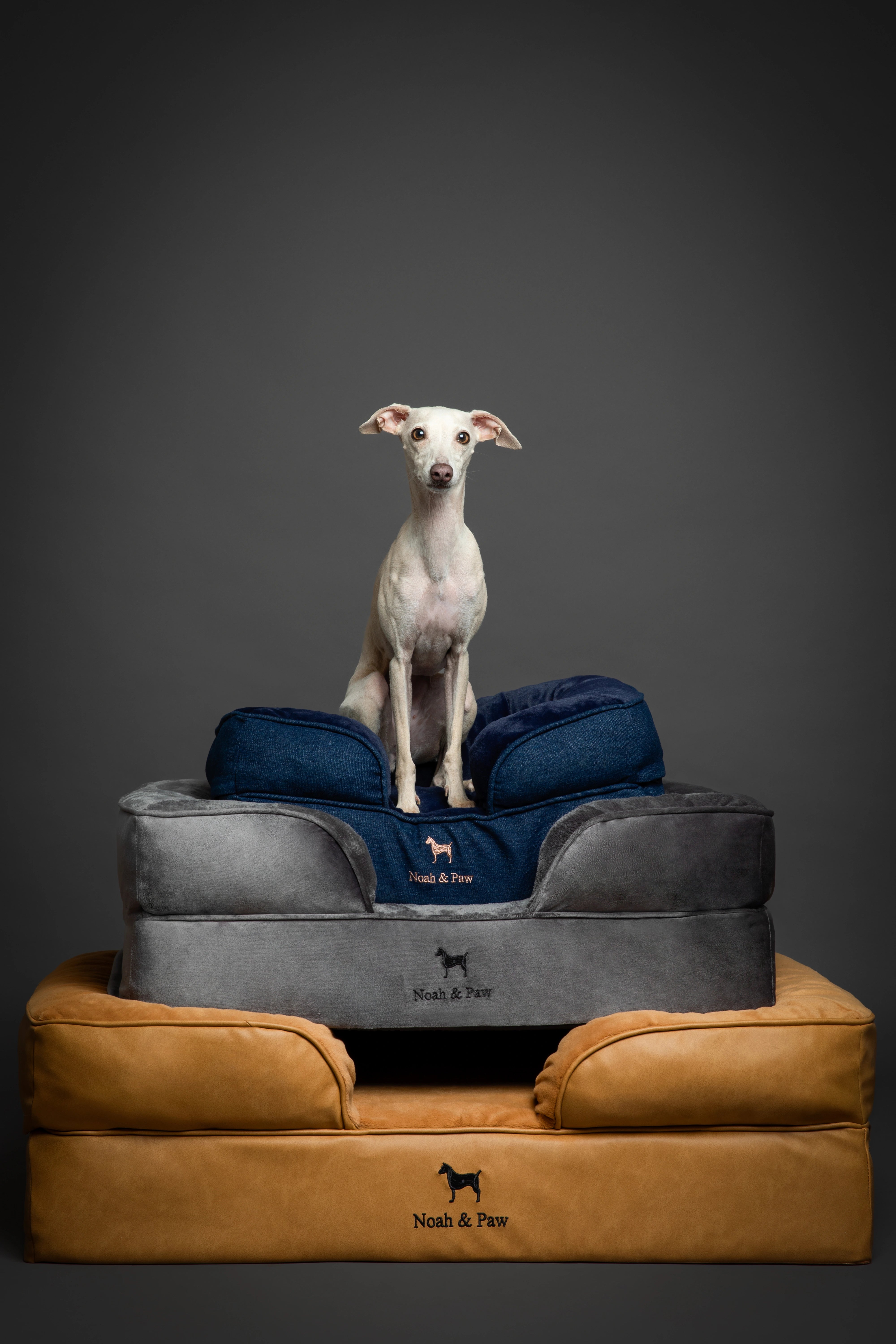 Orthopedic Faux Leather Pet Bed Sofa Style - Camel - L