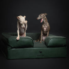Noah & Paw orthopedic sofa dog bed in faux leather with memory foam and cooling gel, dark green, size L (35 x 25 x 11 in)