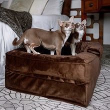 Noah & Paw orthopedic sofa dog bed in velvet with memory foam and cooling gel, brown, size M (28 x 23 x 11 in)