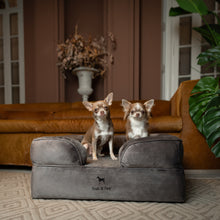 Noah & Paw orthopedic sofa dog bed in velvet with memory foam and cooling gel, gray, size M (28 x 23 x 11 in)