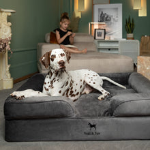 Noah & Paw orthopedic sofa dog bed in velvet with memory foam and cooling gel, gray, size XL (45 x 35 x 11 in)