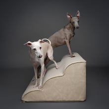 Noah & Paw dog ramp stairs for bed in faux leather, beige, 3 steps