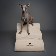 Noah & Paw dog ramp stairs for bed in faux leather, beige, 3 steps